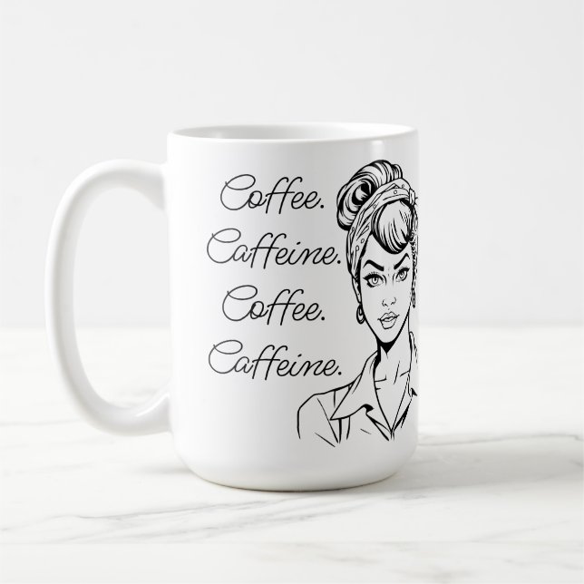 Coffee Humour | Coffee, Caffeine, Repeat Coffee Mug (Left)
