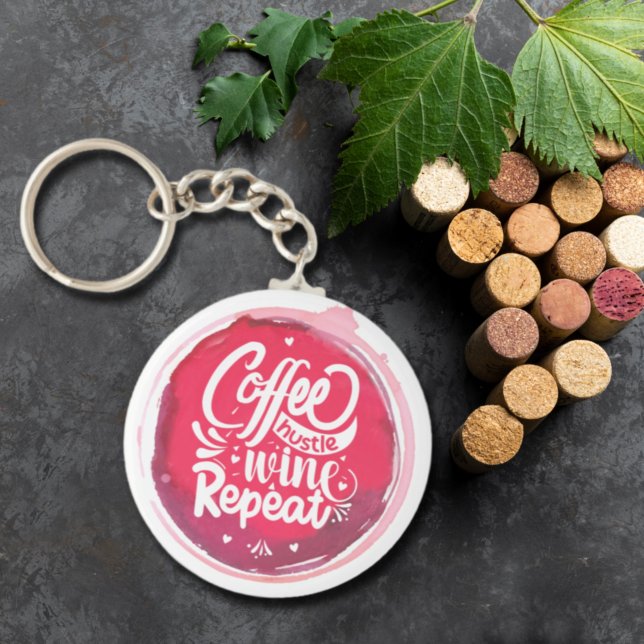 Coffee Hustle Wine Repeat Key Ring (Creator Uploaded)