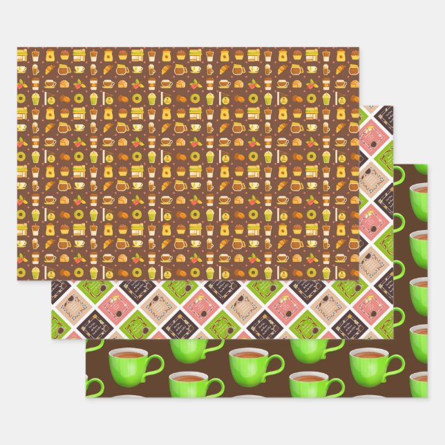 COFFEE ICONS SET WRAPPING PAPER SHEET (Set)