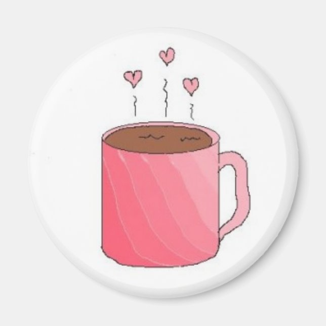 Coffee in a Pretty Pink Cup Magnet (Front)