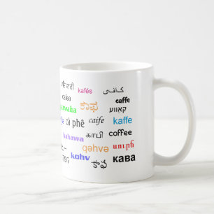 Coffee, in many languages coffee mug