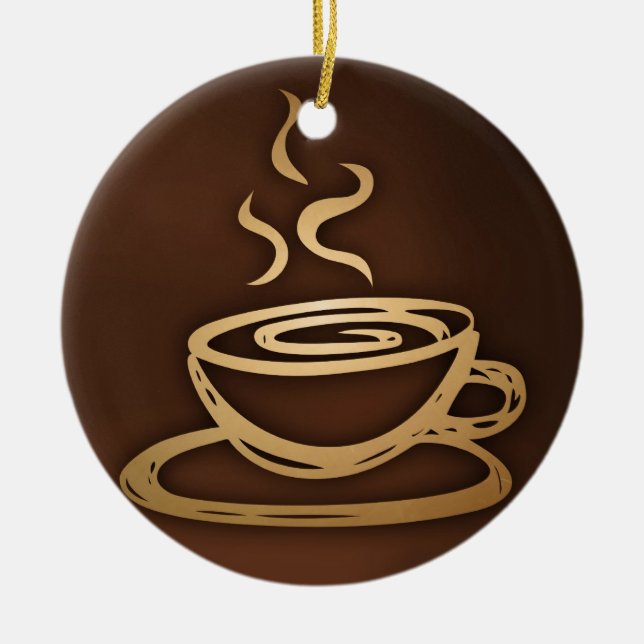 Coffee In My Cup Ceramic Tree Decoration (Front)