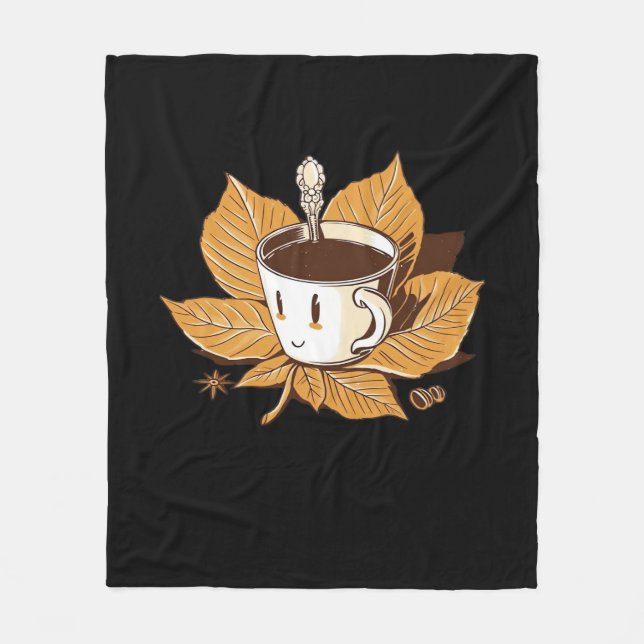 Coffee In The Fall Autumn It’s Fall Y’all Fleece Blanket (Front)