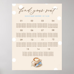Coffee Inspired Boy Baby Shower Seating Chart