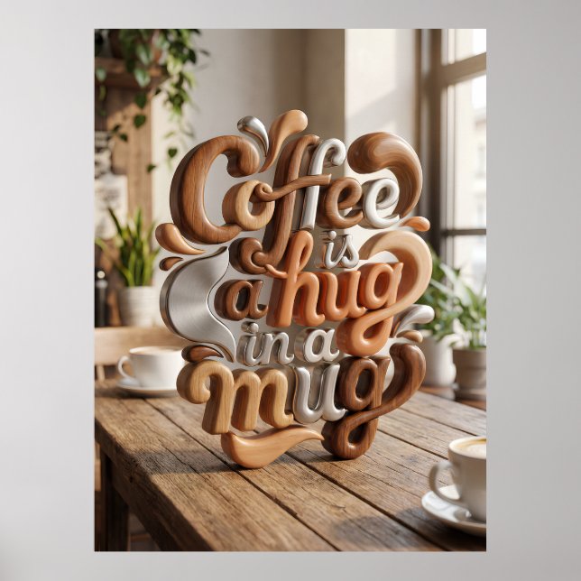coffee is a hug in a mug poster (Front)