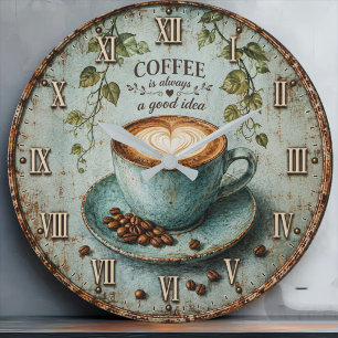 Coffee Is Always a Good Idea Large Clock