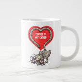 Coffee Is My Catnip Funny Obsessed Cat Cartoon Large Coffee Mug (Right)