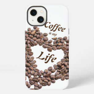 Coffee is my life with coffee beans heart iPhone 13 case