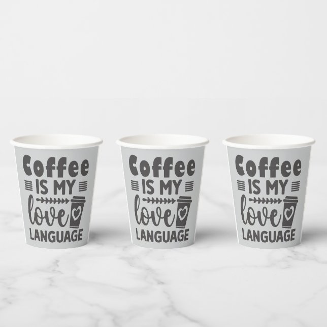 Coffee is My Love Language Caffeine Graphic Paper Cups (Multi)