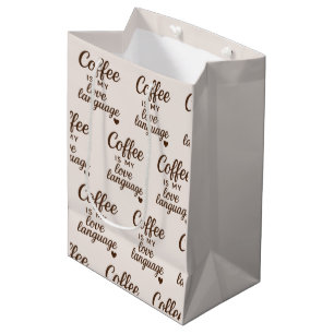 "Coffee Is My Love Language" Delicate Soft Blush Medium Gift Bag
