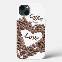 Coffee is my love with coffee beans heart