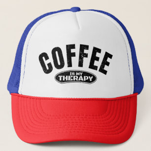 coffee is my therapy caffeine funny typography  trucker hat