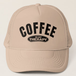 coffee is my therapy caffeine funny typography  trucker hat