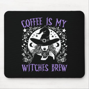 Coffee Is My Witches Brew Retro Halloween Witch Br Mouse Mat