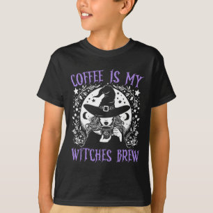 Coffee Is My Witches Brew Retro Halloween Witch Br T-Shirt