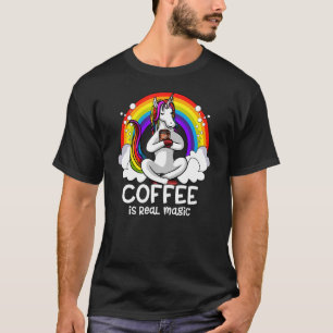 Coffee Is Real Magic Unicorn Rainbow Lgbt Pride Mo T-Shirt