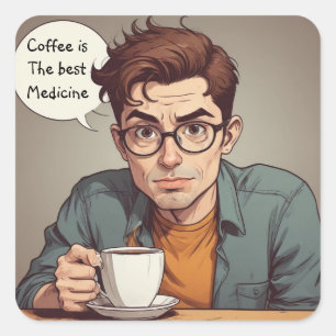 Coffee Is The Best Medicine Square Sticker