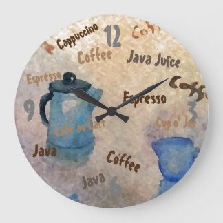 Coffee Java Espresso Shabby Chic Country Diner Large Clock