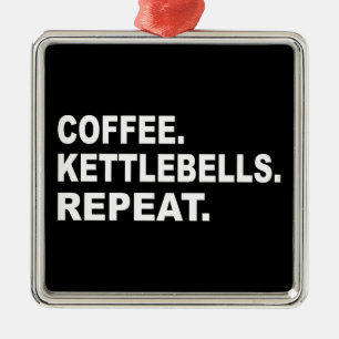 Coffee Kettlebells Repeat Metal Tree Decoration