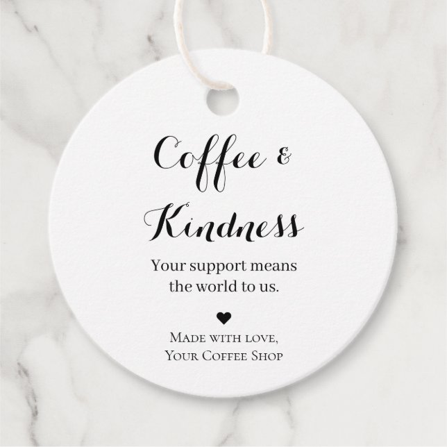 Coffee & Kindness Round Café Gift Tag (Front)