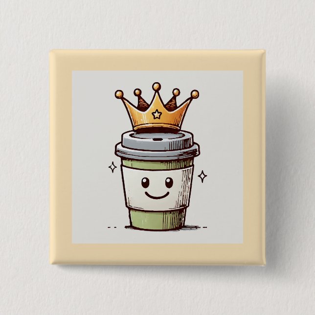 Coffee King Kawaii  15 Cm Square Badge (Front)