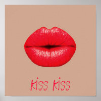 Coffee kiss kiss red lips pop art