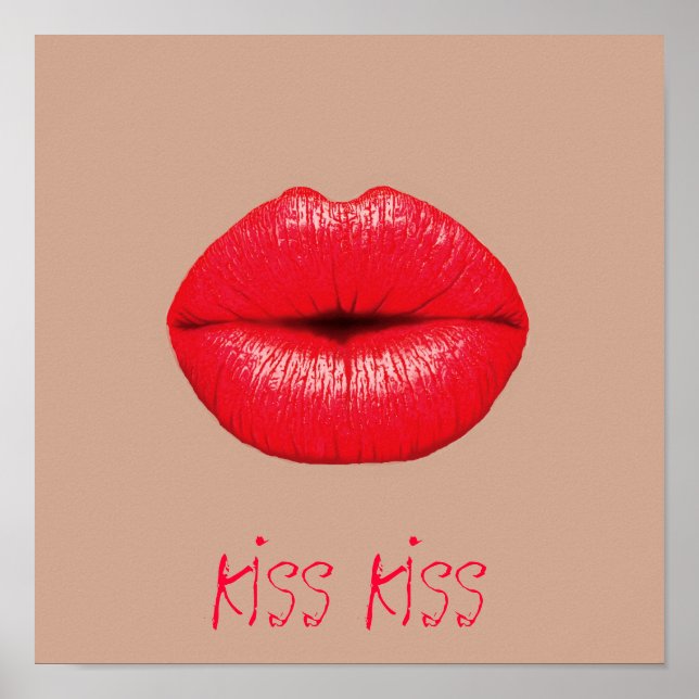 Coffee kiss kiss red lips pop art poster (Front)