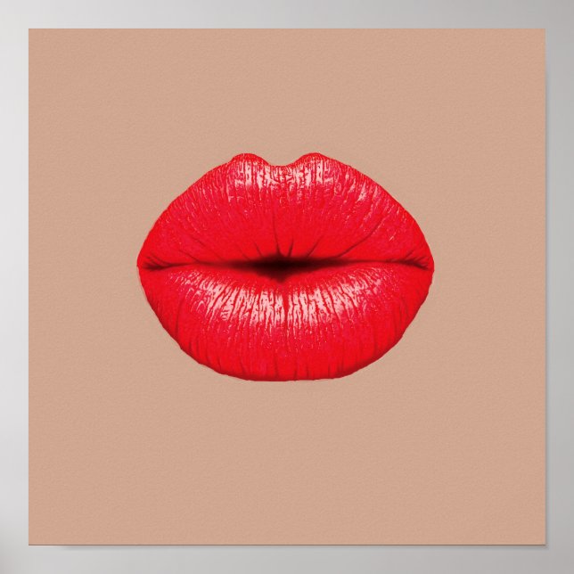 Coffee kiss kiss red lips pop art poster (Front)