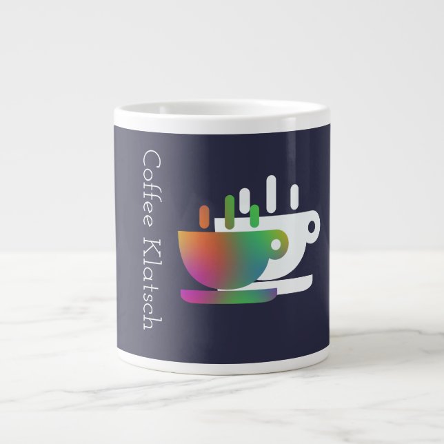  Coffee Klatsch Navy Blue Large Coffee Mug (Front)