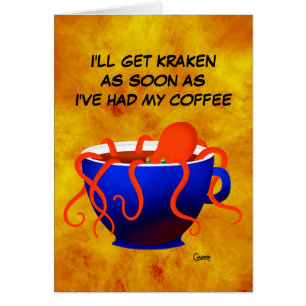Coffee Kraken on Yellow - 5" x 7" Art Card