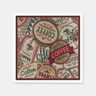 Coffee Labels Collage Napkins