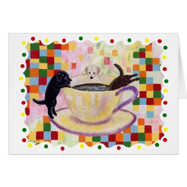 Coffee Labradors with colourful Dots (Front Horizontal)
