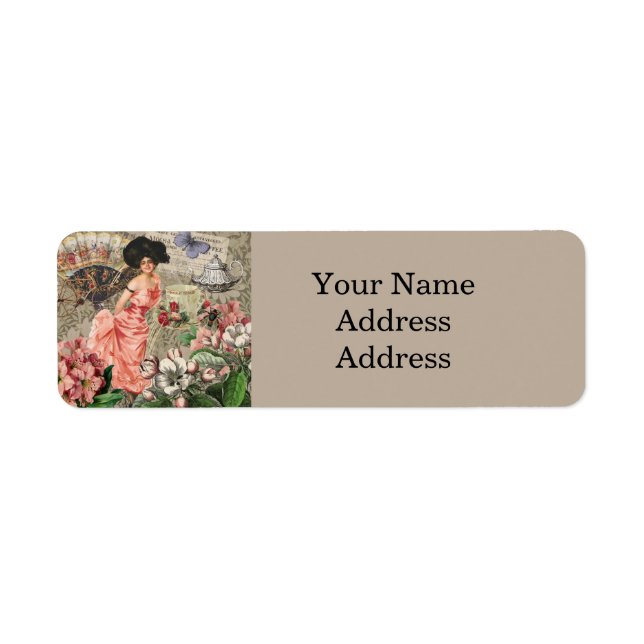 Coffee Lady Victorian Woman Pink Classy (Front)