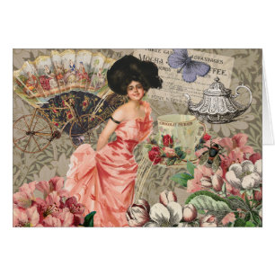 Coffee Lady Victorian Woman Pink Classy