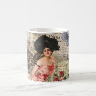 Coffee Lady Victorian Woman Pink Classy Coffee Mug