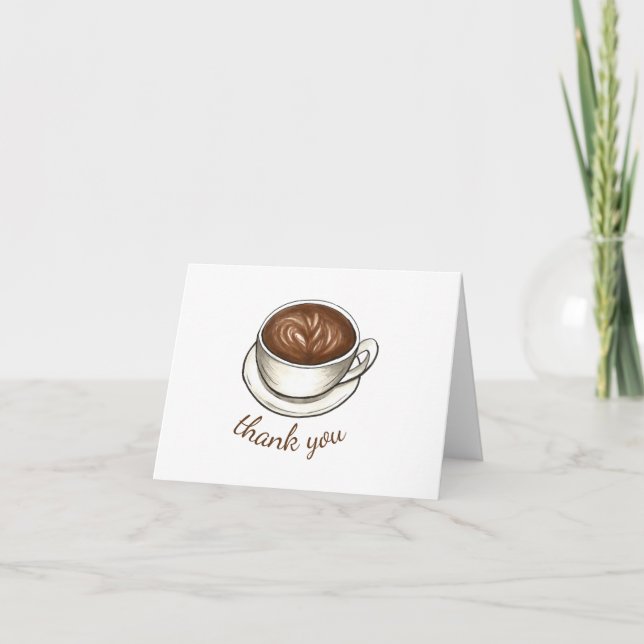 Coffee Latte Cappuccino Birthday Party Brunch Thank You Card (Front)