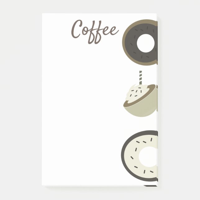 Coffee Latte Chocolate Doughnut Cafe Post-it Notes (Front)