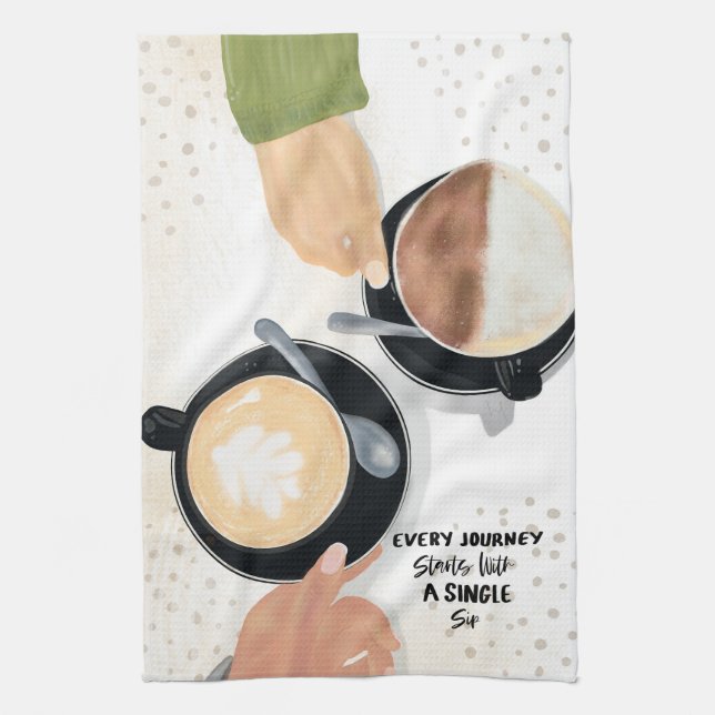 Coffee Latte Cups Kitchen Towels (Vertical)