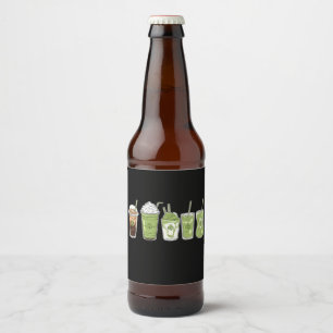 Coffee Latte Green Cute Irish St Patrick's Day Beer Bottle Label