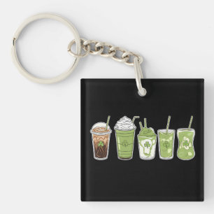 Coffee Latte Green Cute Irish St Patrick's Day Key Ring