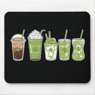 Coffee Latte Green Cute Irish St Patrick's Day Mouse Mat