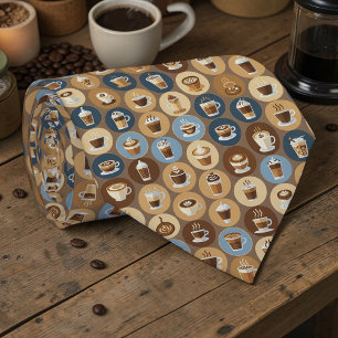 Coffee Latte Lovers Custom Necktie