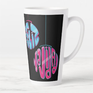 Coffee latte mugs with 'HAPPY CHRISTMAS' illustrat