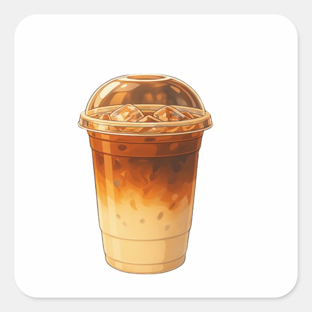 coffee latte square sticker (Front)