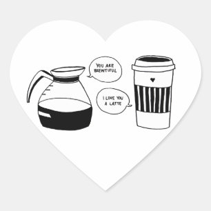 Coffee Latte Valentine's Love Heart Sticker