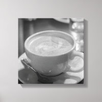 Coffee/Latte With Spoon - Black and White Photo