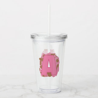 Coffee Letter A: Monogram Initial  Acrylic Tumbler