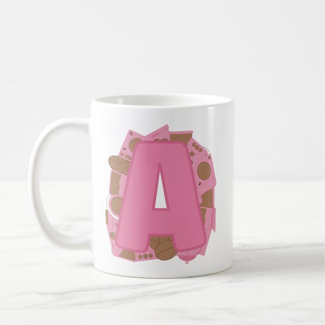 Coffee Letter A: Monogram Initial  Mug (Left)