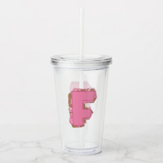 Coffee Letter F: Monogram Initial Acrylic Tumbler