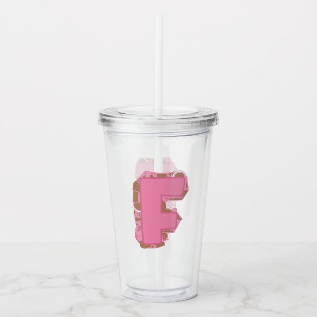 Coffee Letter F: Monogram Initial  Acrylic Tumbler (Front)